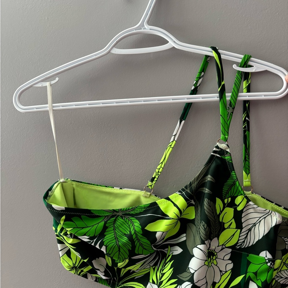 Aerie Neon Green and Black Bandeau Bathing Suit Top